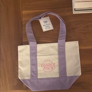 Purple spring edition mini Trader Joe's tote